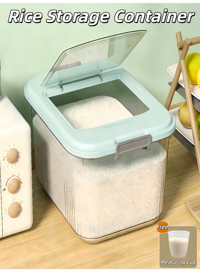 شو وو حاوية تخزين أرز، حاوية حبوب متعددة الاستخدامات للمطبخ، حاوية أرز محكمة الإغلاق، حاوية تخزين طعام محكمة الإغلاق، موزع أرز، صناديق تخزين دقيق الطعام مع أغطية وكوب، خالية من مادة BPA، حاويات تخزين حبوب كبيرة جدًا للمطبخ، للأرز والفاصوليا والحبوب والأطعمة الجافة الصغيرة، مخزن المطبخ المنزلي (7.5 كجم / 12.5 كجم / 17.5 كجم) - Image 1